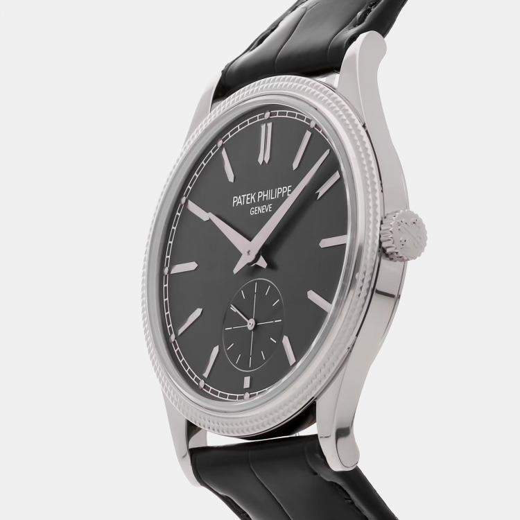 Pre Owned Patek Philippe Calatrava 6119G-001 Manual Winding Grey 18k White Gold Men’s Wristwatch 39mm
