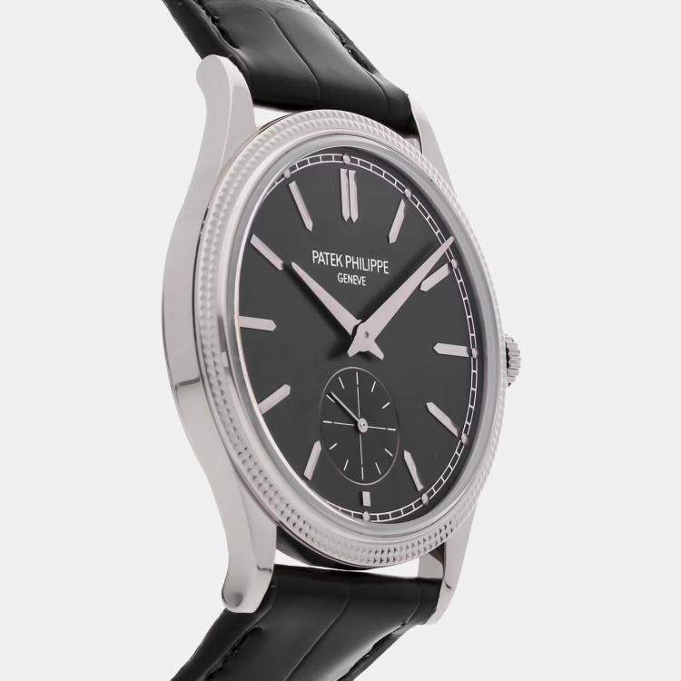 Pre Owned Patek Philippe Calatrava 6119G-001 Manual Winding Grey 18k White Gold Men’s Wristwatch 39mm