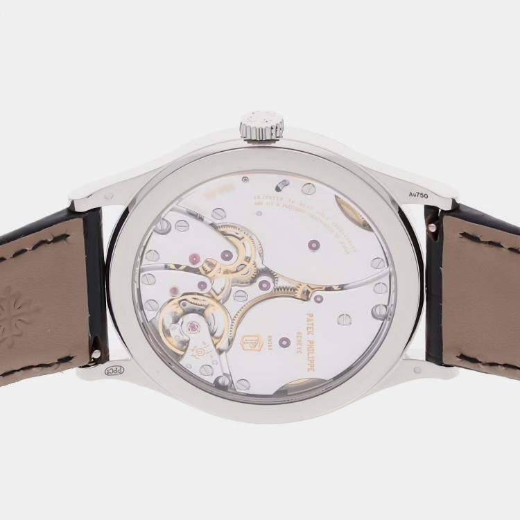 Pre Owned Patek Philippe Calatrava 6119G-001 Manual Winding Grey 18k White Gold Men’s Wristwatch 39mm