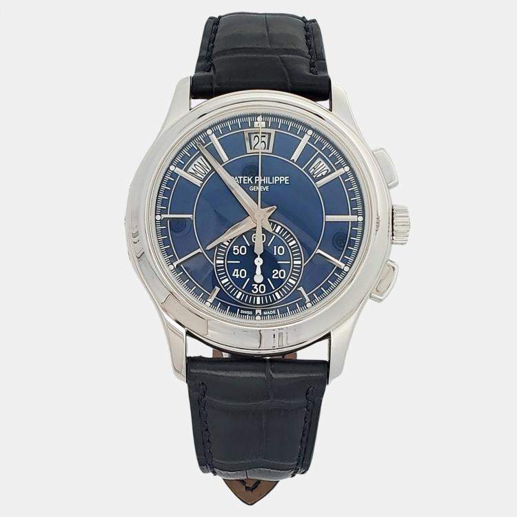 Pre Owned Patek Philippe Complications 5905P Automatic Blue Platinum Men’s Wristwatch 42 mm