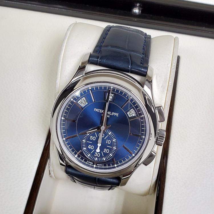 Pre Owned Patek Philippe Complications 5905P Automatic Blue Platinum Men’s Wristwatch 42 mm