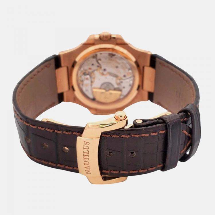 Pre Owned Patek Philippe Nautilus 5712R Automatic Black 18k Rose Gold Men’s Wristwatch 40 mm