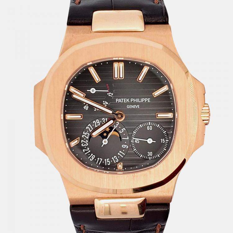 Pre Owned Patek Philippe Nautilus 5712R Automatic Black 18k Rose Gold Men’s Wristwatch 40 mm