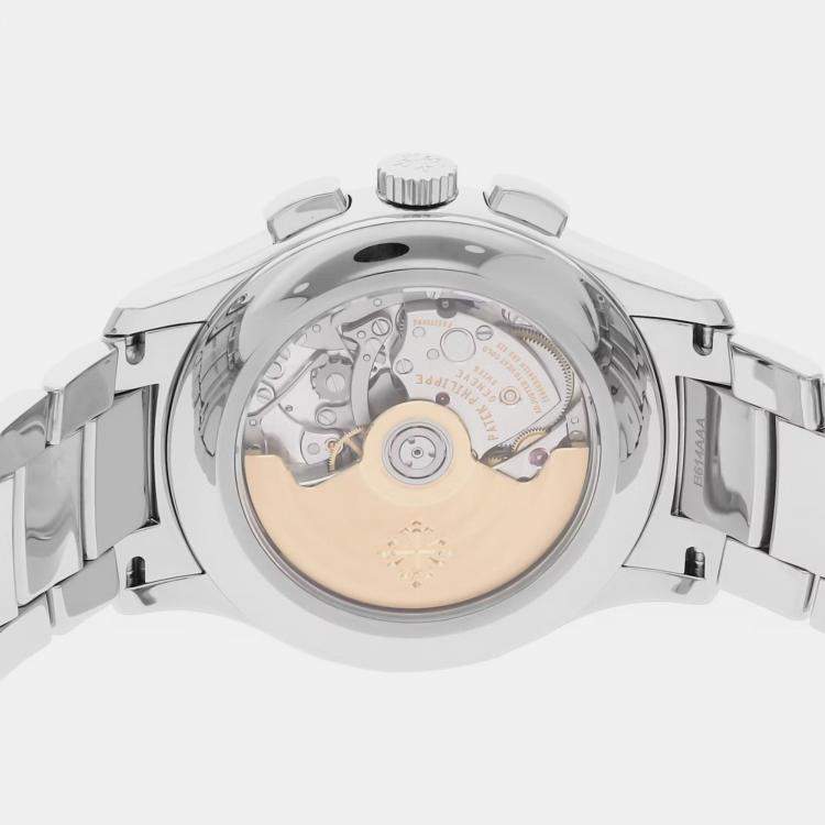 Pre Owned Pre-Owned Patek Philippe Complications Flyback Chronograph Annual Calendar 5905/1A-001 Automatic Green Stainless Steel Men's Wristwatch 42 mm