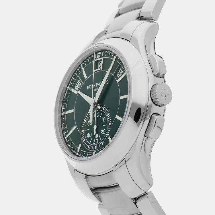 Pre Owned Pre-Owned Patek Philippe Complications Flyback Chronograph Annual Calendar 5905/1A-001 Automatic Green Stainless Steel Men's Wristwatch 42 mm