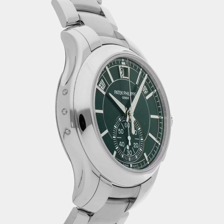Pre Owned Pre-Owned Patek Philippe Complications Flyback Chronograph Annual Calendar 5905/1A-001 Automatic Green Stainless Steel Men's Wristwatch 42 mm