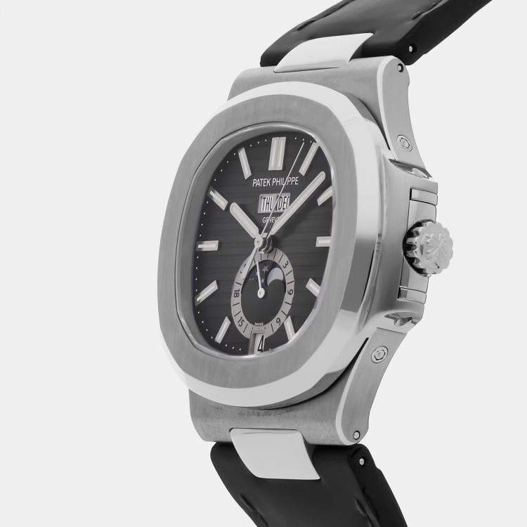 Pre Owned باتيك فيليب نوتيلوس تقويم سنوي مراحل القمر 5726A-001 أوتوماتيك 40 ملم مملوك مسبقاً