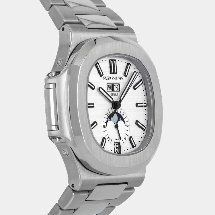 Pre Owned Pre-Owned Patek Philippe Nautilus Annual Calendar 5726/1A-010 White Automatic Stainless Steel Men's Wristwatch 40 MM