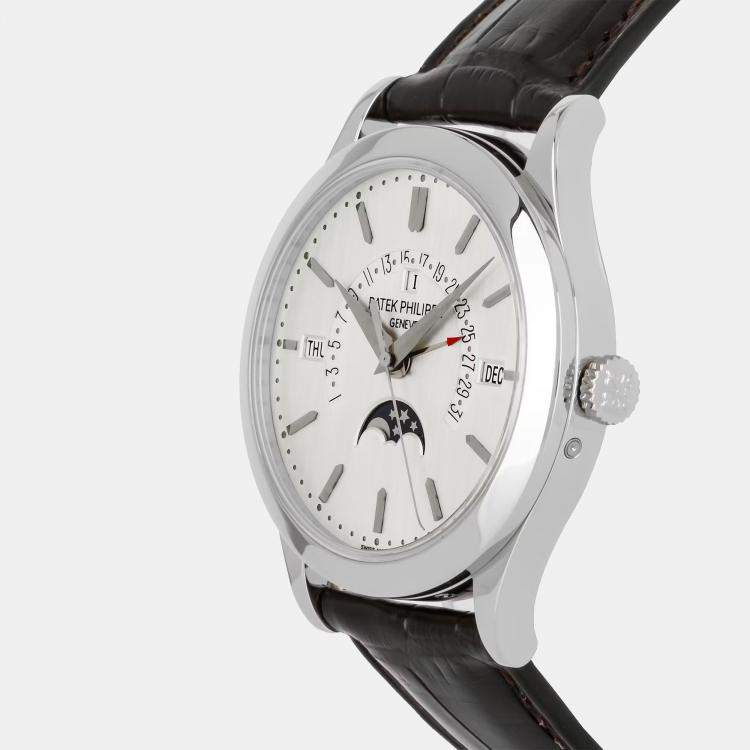 Pre Owned Pre-Owned Patek Philippe Grand Complication Perpetual Calendar with Retrograde Date 5496P-001 Silver Automatic Platinum Men's Wristwatch 39 MM