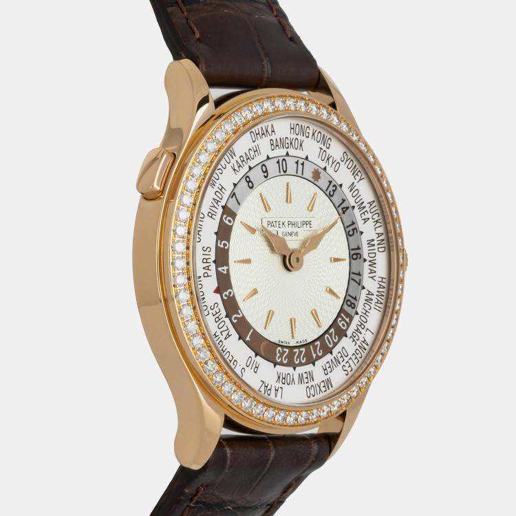 Pre Owned Pre-Owned Patek Philippe Complications World Time 7130R-013 Silver Automatic 18k Rose Gold Men's Wristwatch 36 MM