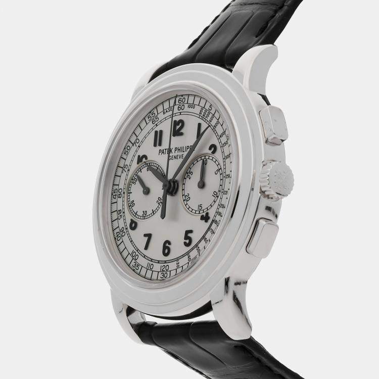 Pre Owned Patek Philippe Complications 5070G-001 Manual Winding Silver 18k White Gold Men’s Wristwatch 42mm