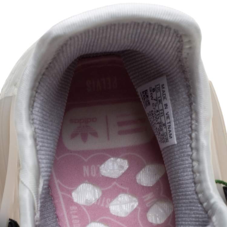Pre Owned Pharrell Williams x Adidas Cream Knit Fabric NMD Hu Sneakers Size 41 1/3
