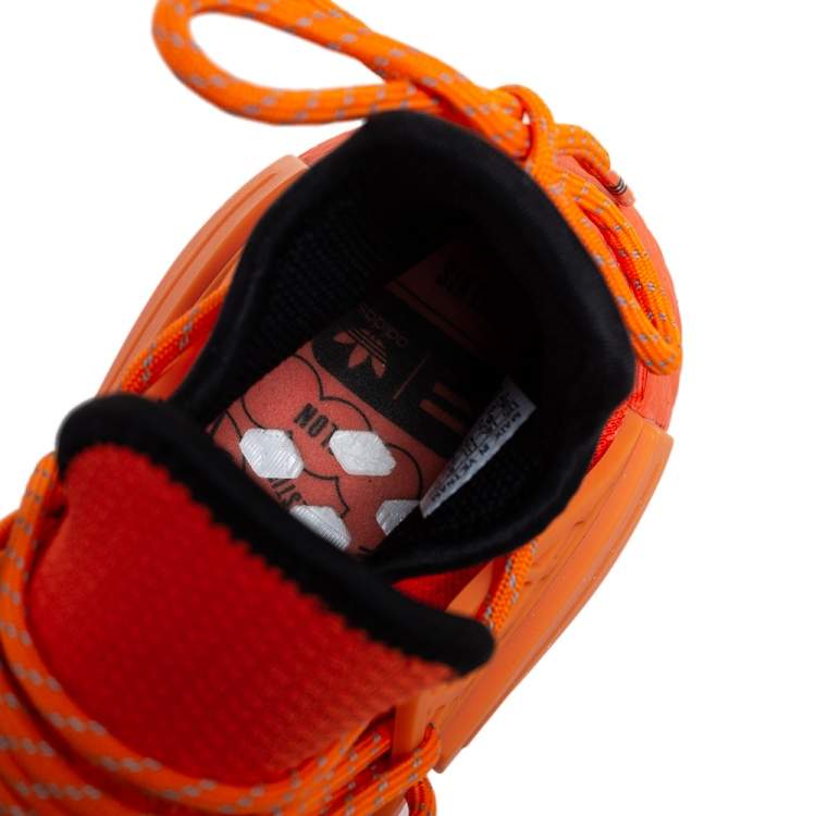 Pre Owned Pharrell Williams x Adidas Orange Fabric Hu Race NMD sneakers Size 42 2/3