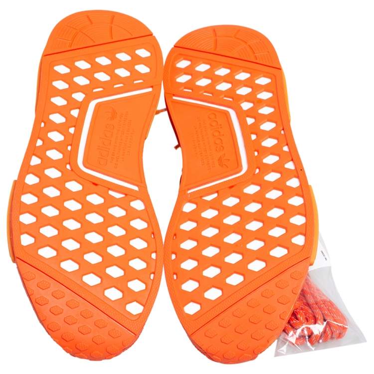 Pre Owned Pharrell Williams x Adidas Orange Fabric Hu Race NMD sneakers Size 42 2/3