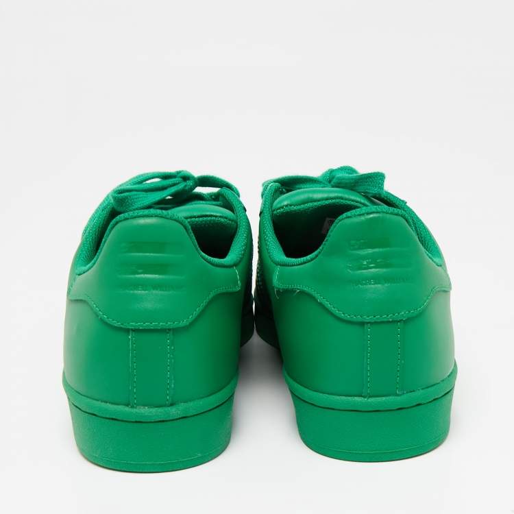 Pre Owned Pharrell Williams Green Leather Pharrell Superstar Low Top Sneakers Size 45.5