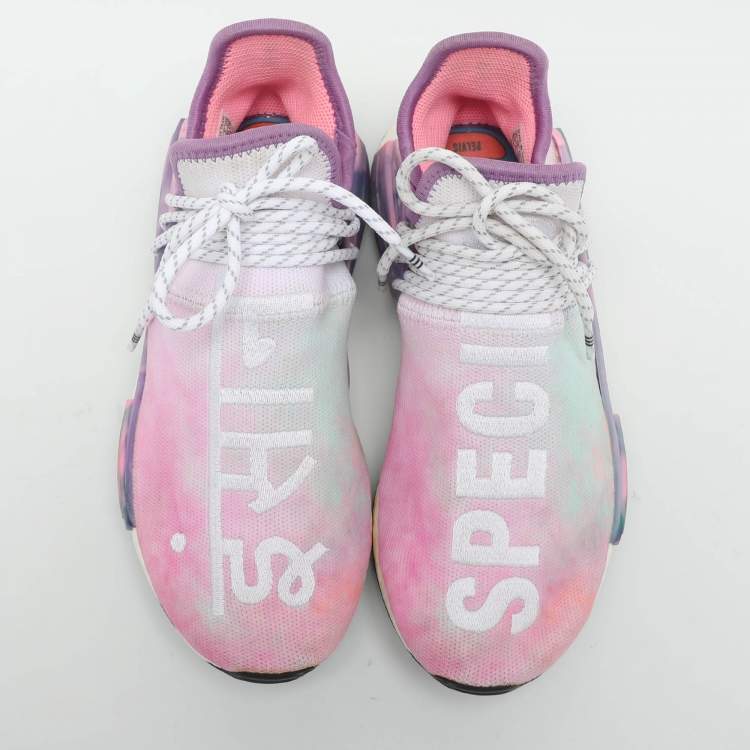 Pre Owned Pharrell Williams x Adidas Multicolor Knit Fabric Hu NMD Low Top Sneakers Size 39 1/3