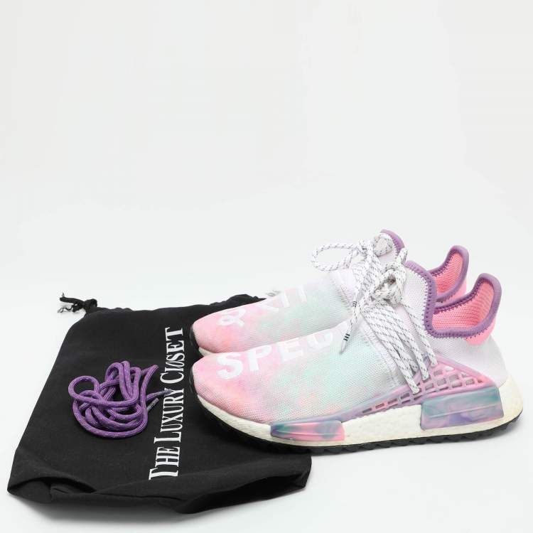 Pre Owned Pharrell Williams x Adidas Multicolor Knit Fabric Hu NMD Low Top Sneakers Size 39 1/3