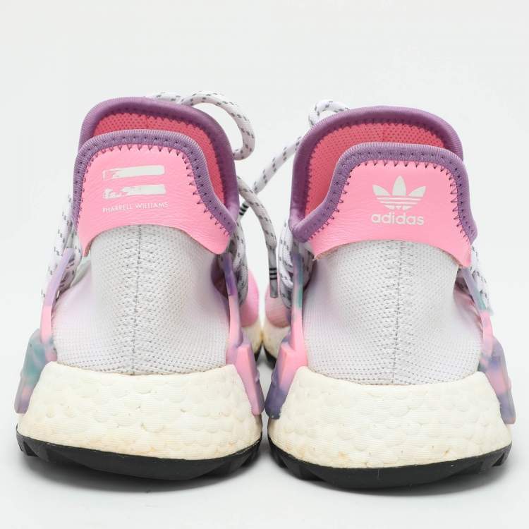 Pre Owned Pharrell Williams x Adidas Multicolor Knit Fabric Hu NMD Low Top Sneakers Size 39 1/3
