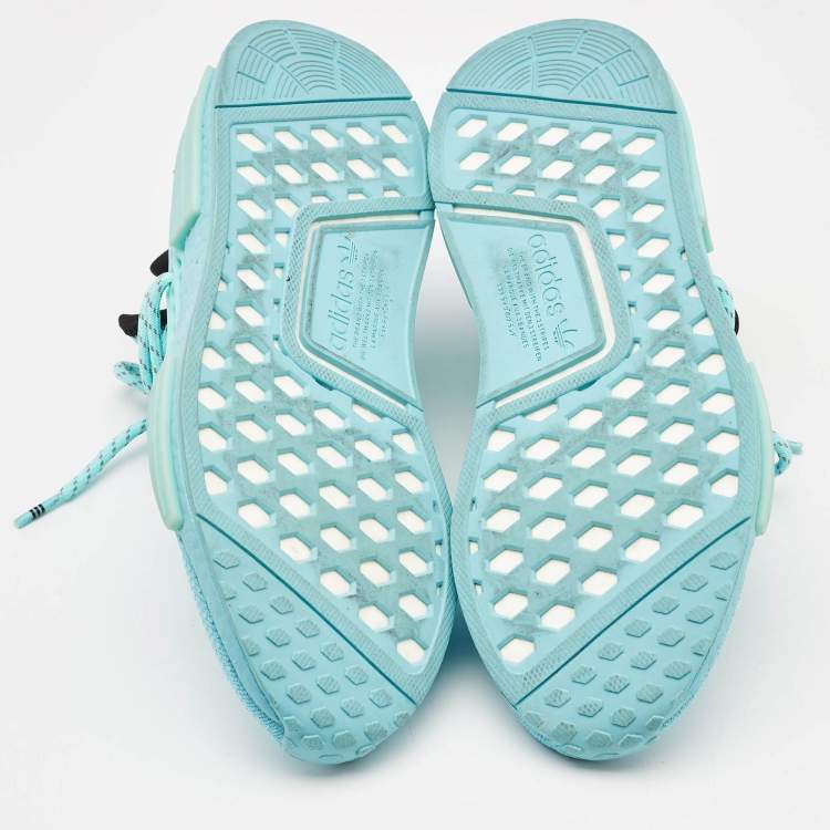 Pre Owned Pharrell Williams Blue Knit Fabric Hu NMD Lace Up Sneakers Size 40