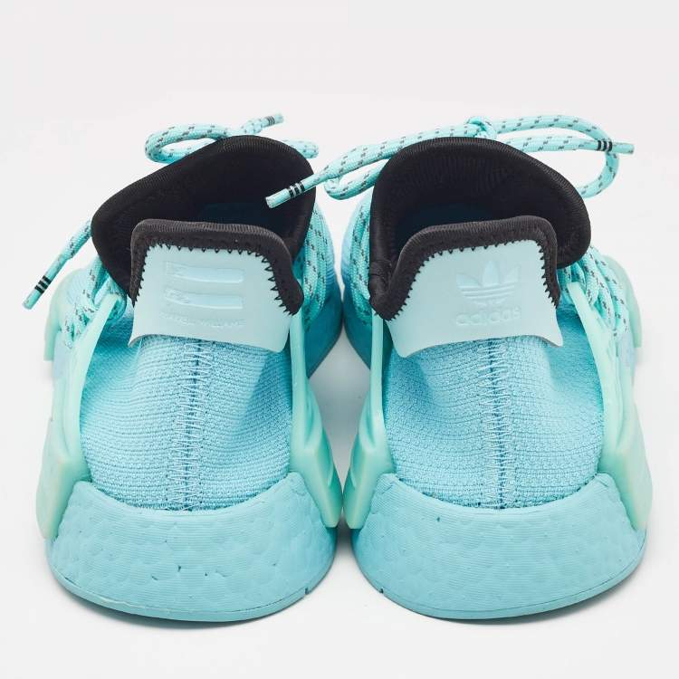 Pre Owned Pharrell Williams Blue Knit Fabric Hu NMD Lace Up Sneakers Size 40