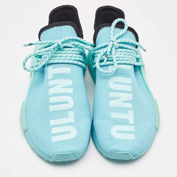 Pre Owned Pharrell Williams Blue Knit Fabric Hu NMD Lace Up Sneakers Size 40