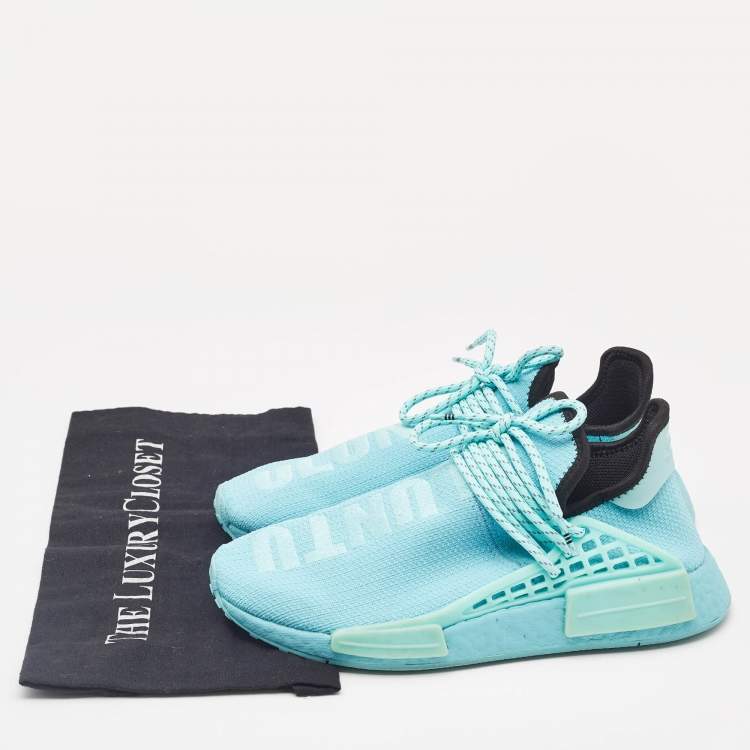 Pre Owned Pharrell Williams Blue Knit Fabric Hu NMD Lace Up Sneakers Size 40