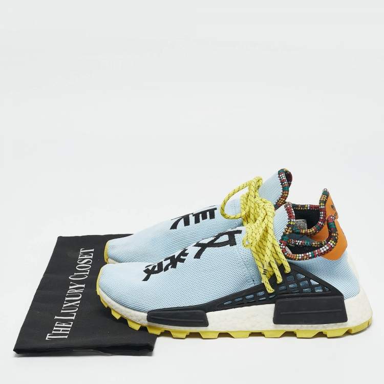 Pre Owned Pharrell Williams x Adidas Blue Fabric Human Body NMD Sneakers Size 42