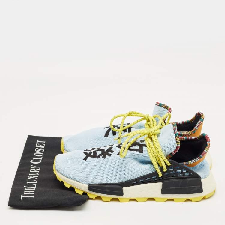 Pre Owned Pharrell Williams x Adidas Blue Knit Fabric Hu NMD Inspiration Pack Clear Sky Sneakers Size 43 1/3