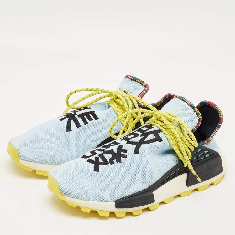 Pre Owned Pharrell Williams x Adidas Blue Knit Fabric Hu NMD Inspiration Pack Clear Sky Sneakers Size 43 1/3