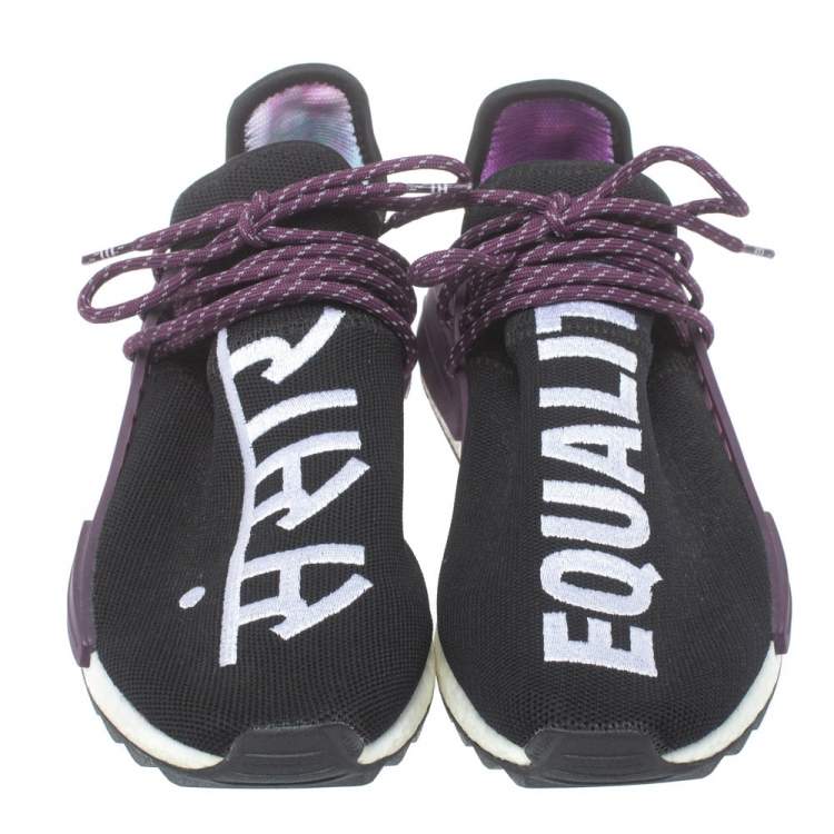 Pre Owned Adidas x Pharell Williams NMD Black Mesh Hu Trail Holi Low Top Sneakers Size 42.5