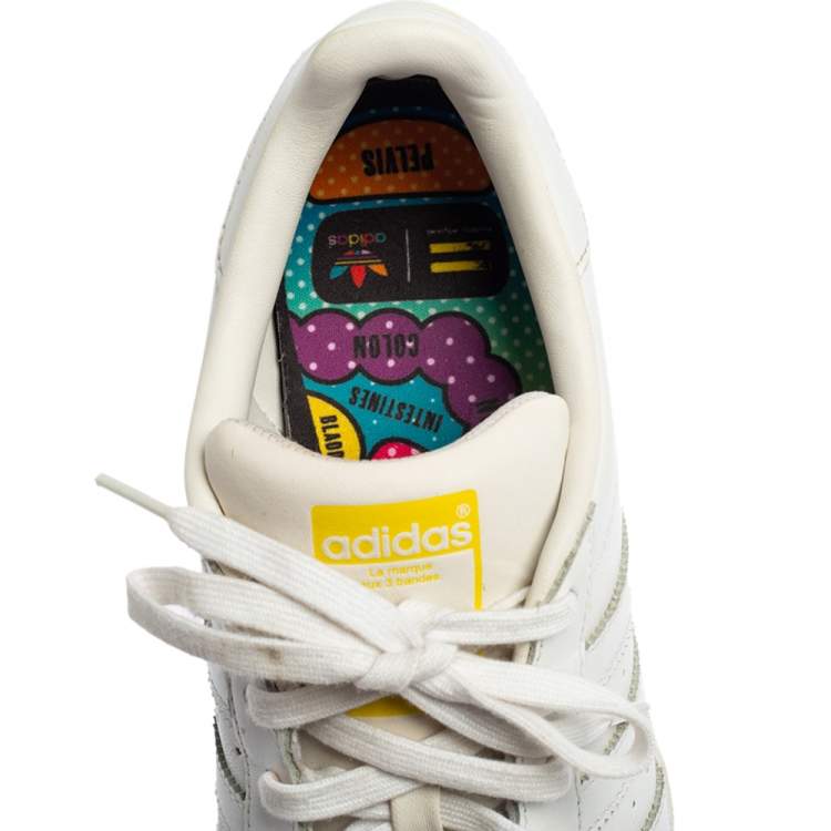 Pre Owned Adidas Pharrell Williams White Leather Pharell Supershell Super Low Top Sneakers Size 42.5 