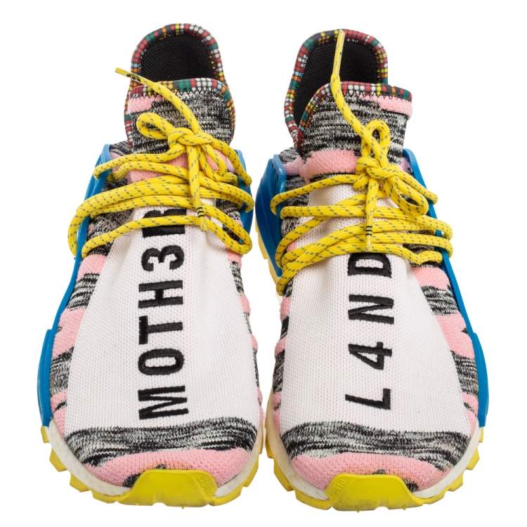 Pre Owned Pharrell Williams x adidas Multicolor Knit Fabric BBC HU NMD Sneakers Size 45 1/3