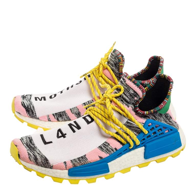 Pre Owned Pharrell Williams x adidas Multicolor Knit Fabric BBC HU NMD Sneakers Size 45 1/3