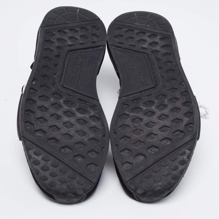 Pre Owned Adidas x Pharrell Williams Black Knit Fabric HU NMD Sneakers Size 47 1/3