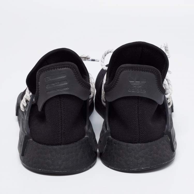 Pre Owned Adidas x Pharrell Williams Black Knit Fabric HU NMD Sneakers Size 47 1/3