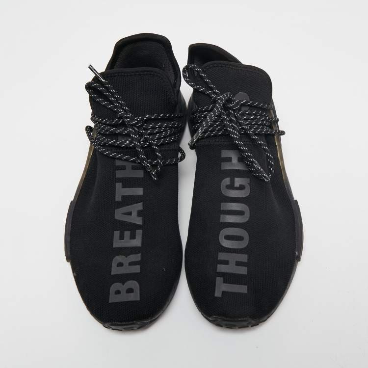 Pre Owned Adidas x Pharrell Williams Black Knit Fabric  Breathe Panelled Low-Top Sneakers Size 44