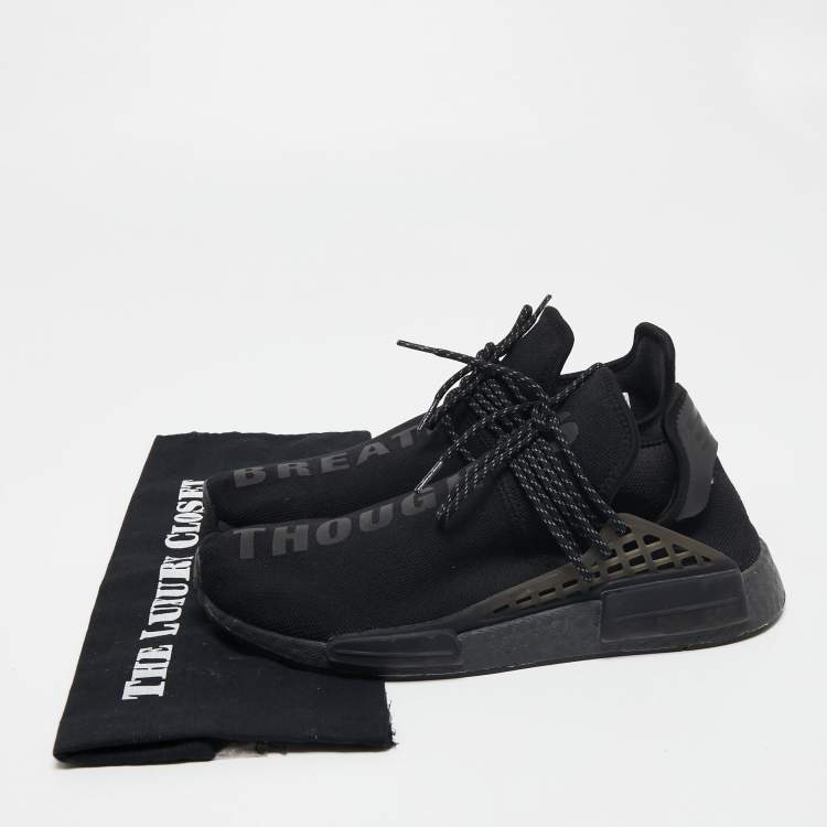 Pre Owned Adidas x Pharrell Williams Black Knit Fabric  Breathe Panelled Low-Top Sneakers Size 44
