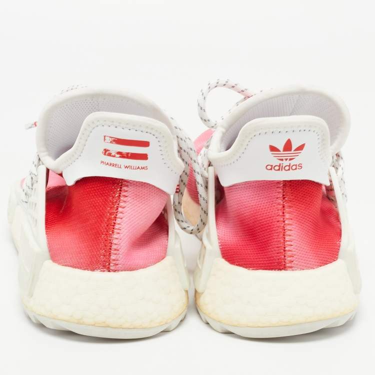 Pre Owned Pharrell Williams x Adidas Red Knit Fabric NMD HU China Pack Passion Sneakers Size 41.5
