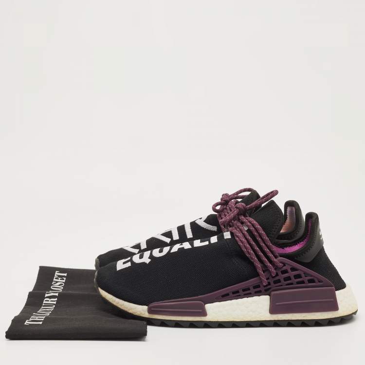 Pre Owned Adidas x Pharell Williams NMD Black Mesh Hu Trail Holi Low Top Sneakers Size 44