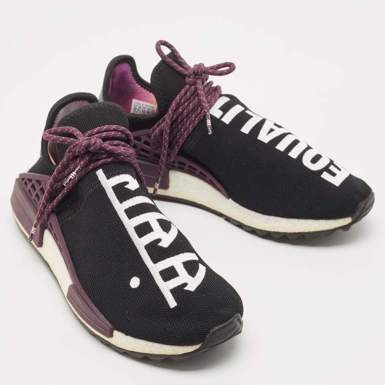 Pre Owned Adidas x Pharell Williams NMD Black Mesh Hu Trail Holi Low Top Sneakers Size 44