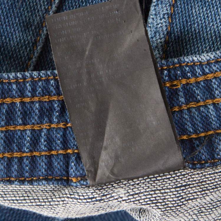 Pre Owned Philipp Plein Indigo Faded Effect Denim Jogger Style Jeans S