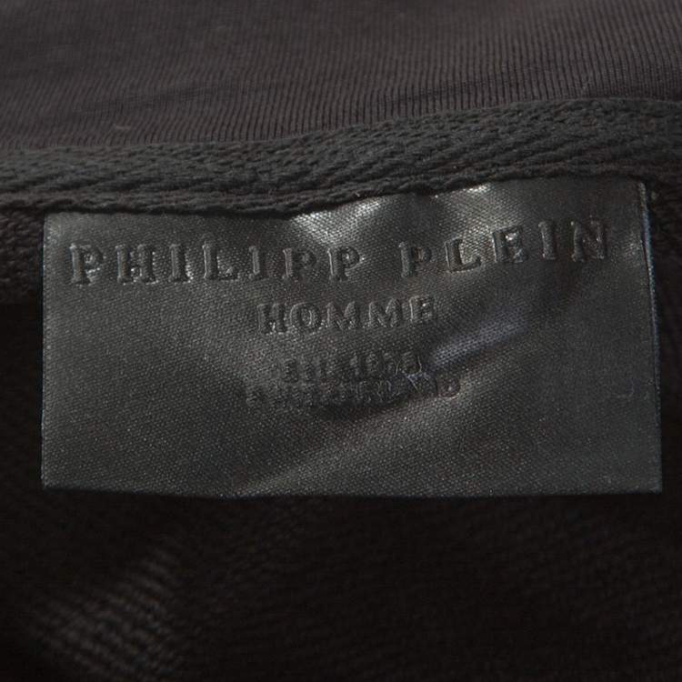 Pre Owned Philipp Plein Black Cotton Biker Detail Hooded Jacket 4XL