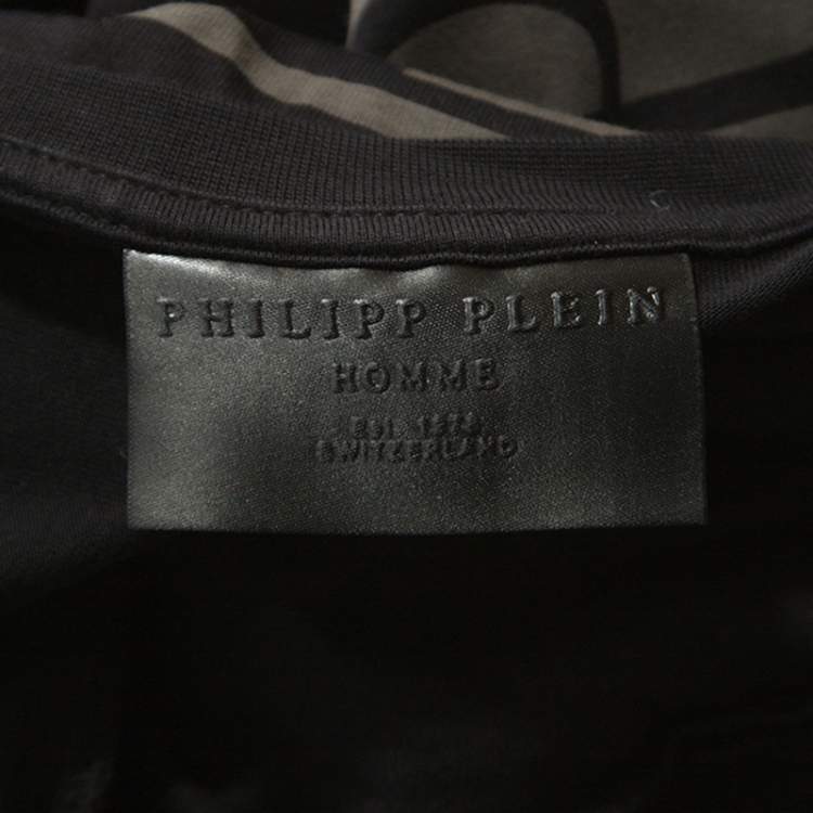Pre Owned Philipp Plein Black Cotton Embellished Skull Detail T-Shirt 4XL