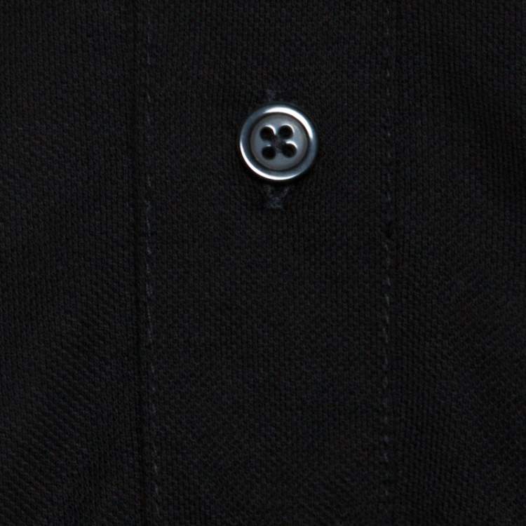 Pre Owned Philipp Plein Black Cotton Skull Detail Double Colors Polo T-Shirt 4XL