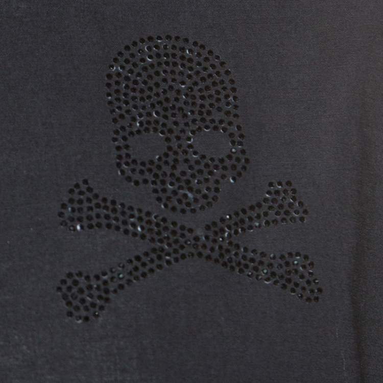 Pre Owned Philipp Plein Black Embellished Cotton Diamond Cut Shirt 4XL