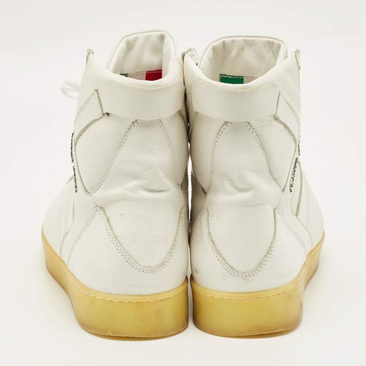Pre Owned Philipp Plein Lullaby Size 41 White Quilted Leather High Top Sneakers