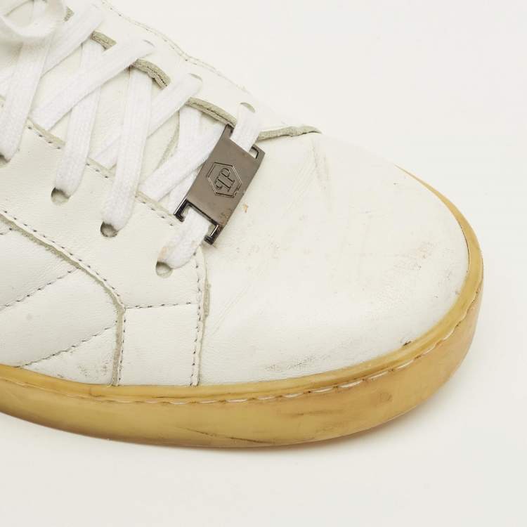 Pre Owned Philipp Plein Lullaby Size 41 White Quilted Leather High Top Sneakers