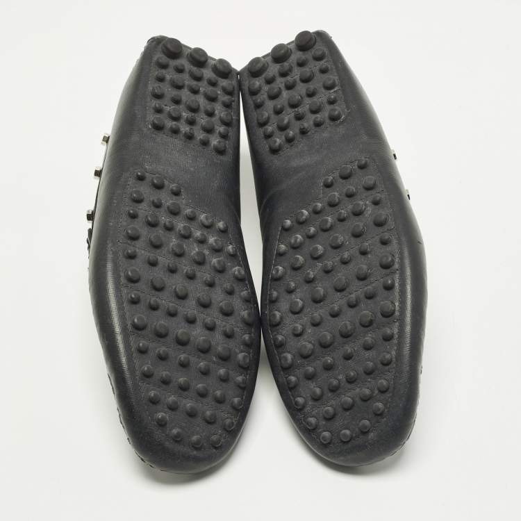 Pre Owned Philipp Plein Size 40 Black Saffiano Leather Studded Loafers