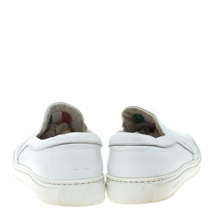 Pre Owned Philipp Plein White Leather Slip On Sneakers Size 44