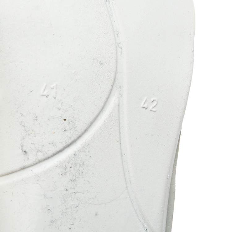 Pre Owned Philipp Plein White Leather Embossed Skull High-Top Sneakers Size 42